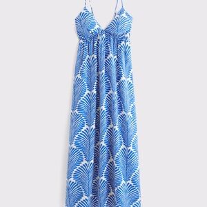 NWT Abercrombie Clasp-Back Flowy Maxi Dress (blue and white)